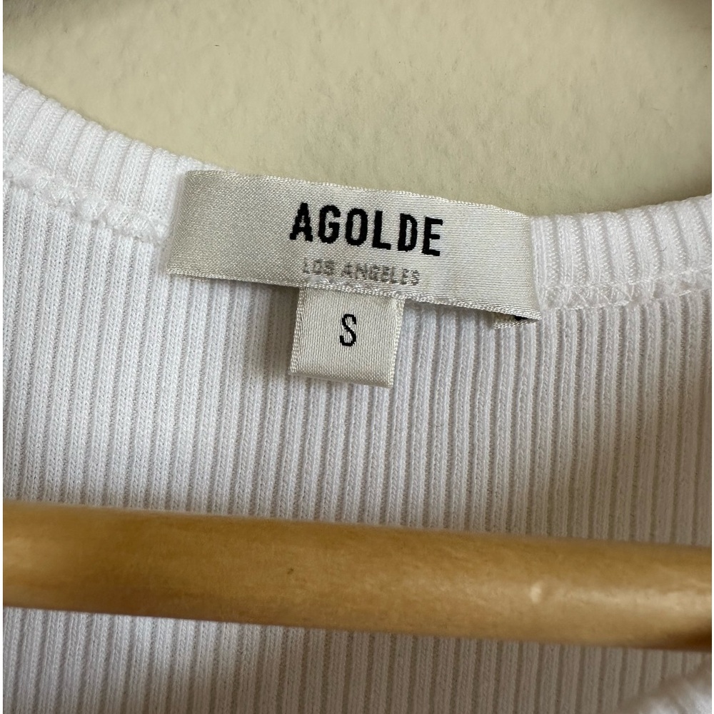 Agolde White Ribbed High Neck Tank - Picture 2 of 10